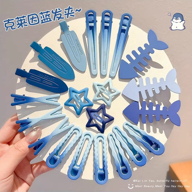 克莱因蓝星星发夹女夏季刘海夹子图片