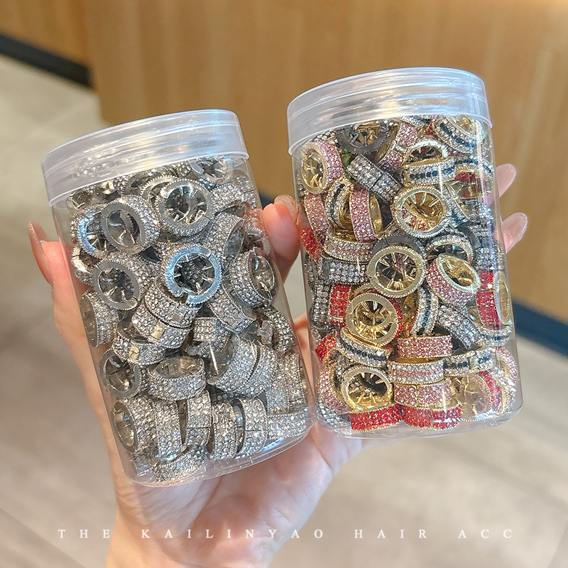 欣欣子同款金属水钻圆形小发扣女