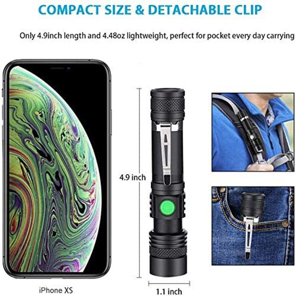 户外USB充电小手电T6变焦