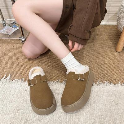 厚底毛拖毛鞋女款穿2025冬外绒季新款加勃肯拖鞋时尚秋包头半拖鞋