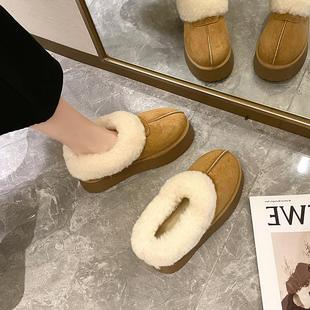 地厚底高增皮毛一体保暖雪靴女0适25冬季新款时尚2加绒加厚舒棉鞋