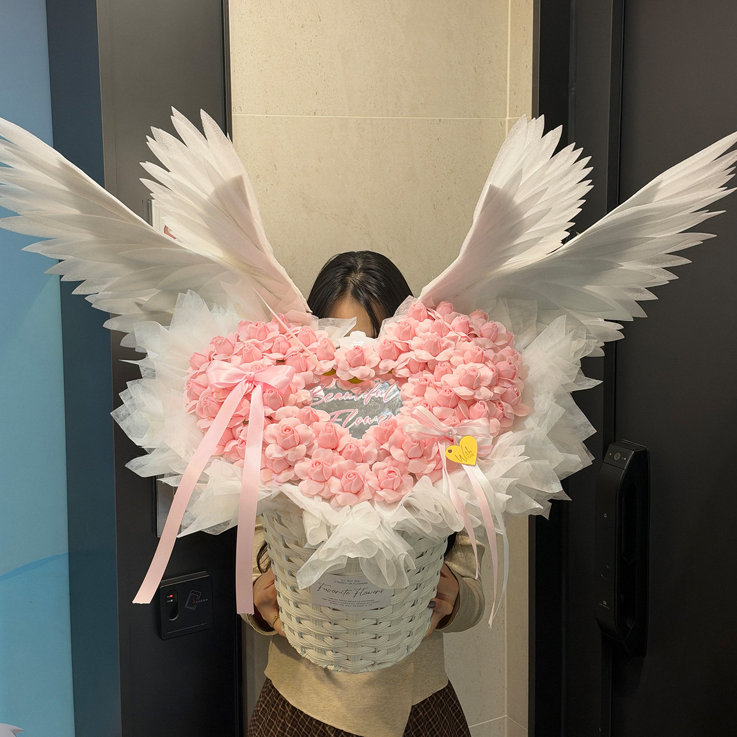 天使之翼永生花镜面翅膀花束仙子之吻混搭玫瑰告白送女友生日礼物