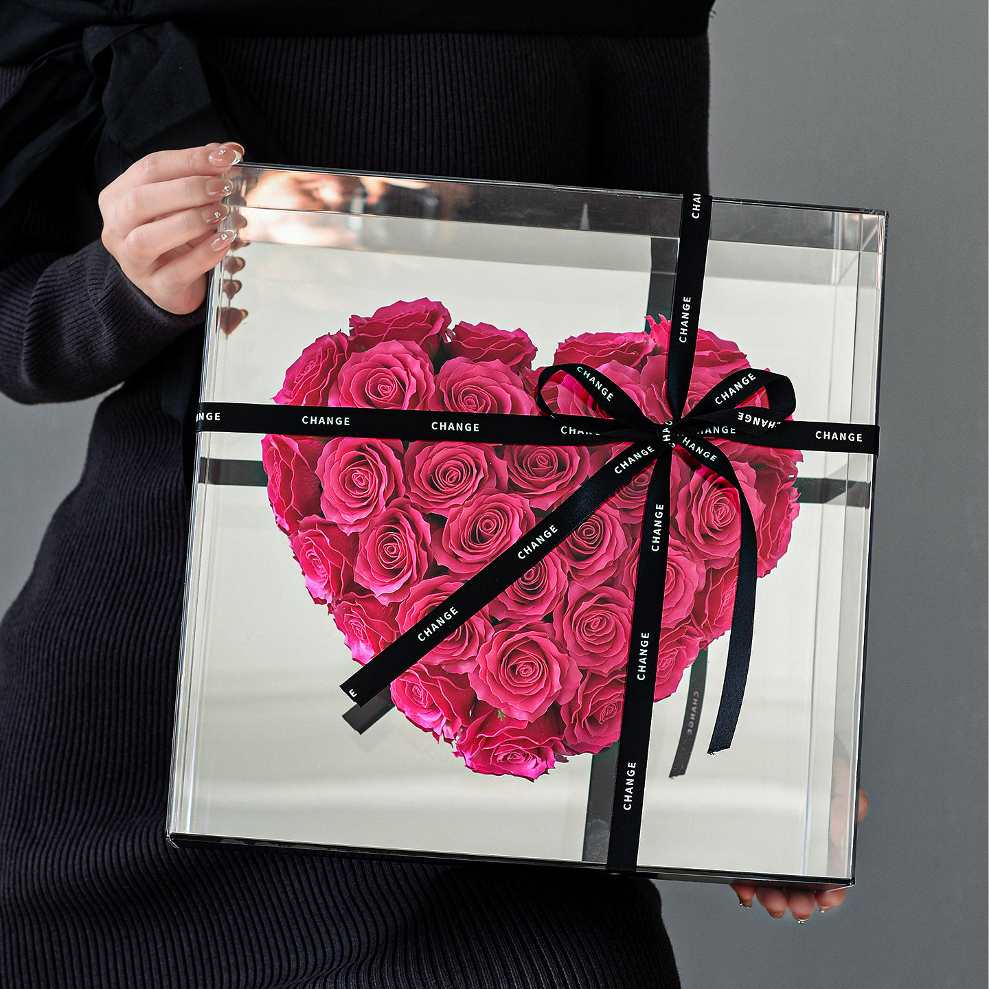 永生花33朵心型玫瑰香皂花亚克力花束礼盒情人节送女朋友生日礼物