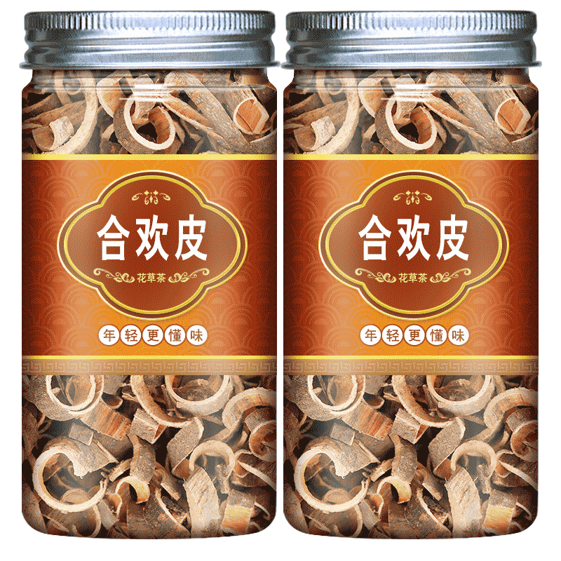 合欢皮茶夜交藤合欢皮非特级野生搭合欢花干泡茶中药材合欢叶泡茶