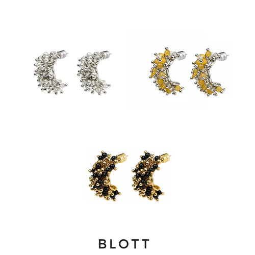 BLOTT 盛夏系列 花蕊串珠黄玛瑙 黑玛瑙 珍珠重工耳环