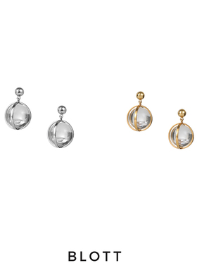 BLOTT 设计师品牌 树脂宝石镶嵌 原创透明圆球耳环 纯银耳针耳饰