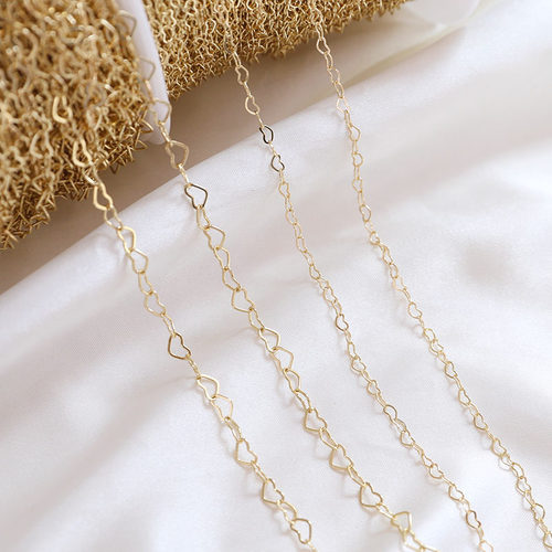 diy配件14K包金保色链条桃心爱心链项链手链延长链首饰品手作材料