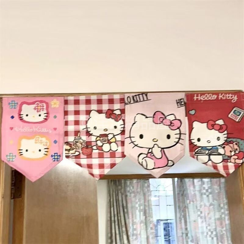 拼豆店墙面少女心装饰kt猫卧室门帘旗帘凯蒂猫隔断帘房间装饰墙贴