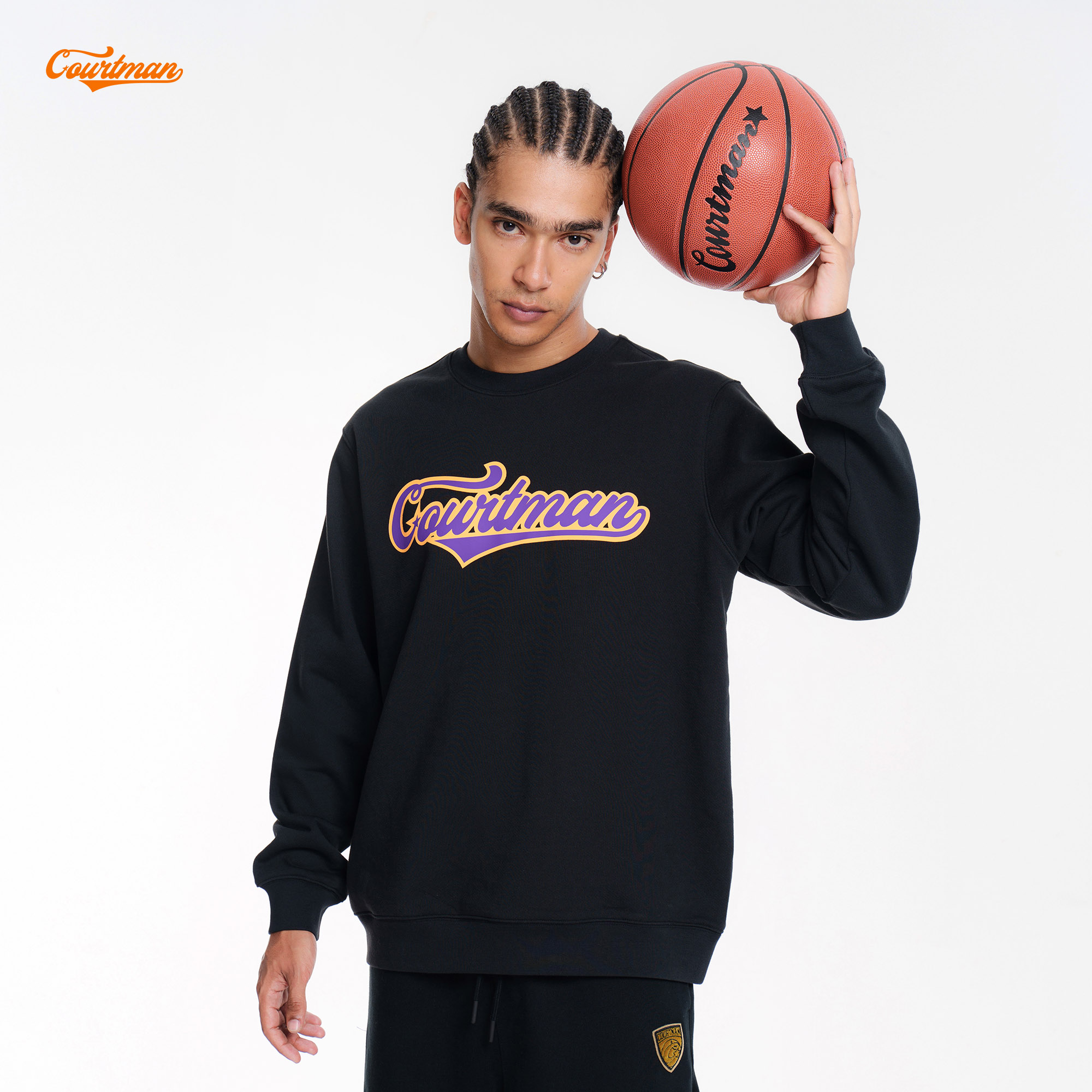 COURTMAN野球帝复古logo印花卫衣