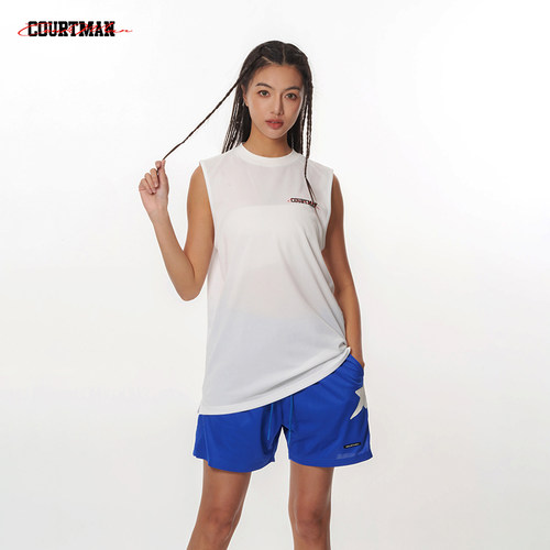 COURTMAN野球帝美式投篮背心跑步训练男女同款篮球坎肩字母星球