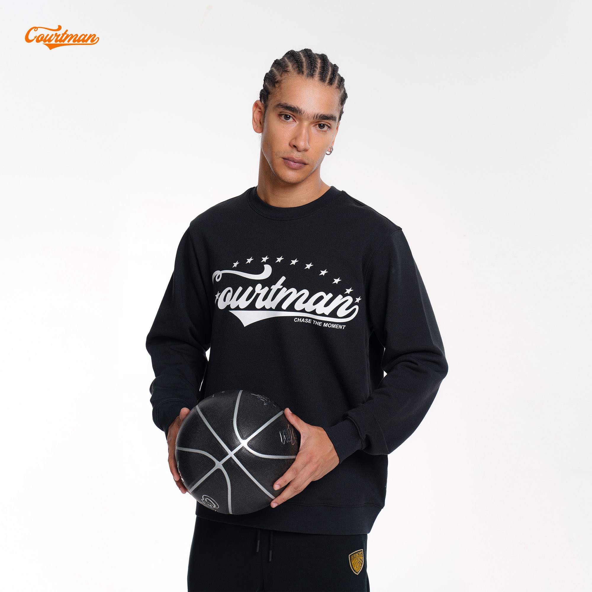 COURTMAN野球帝星星logo印花卫衣