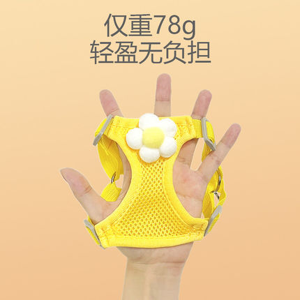 日式网面透气小狗狗牵引绳胸背带防挣脱夏季凉外出遛狗绳链