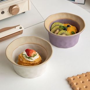 特色甜品碗专用 碗女生高颜值5.5英寸粗陶帽帽碗家用陶瓷饭碗日式
