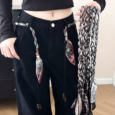 复古木珠腰果花腰绳女