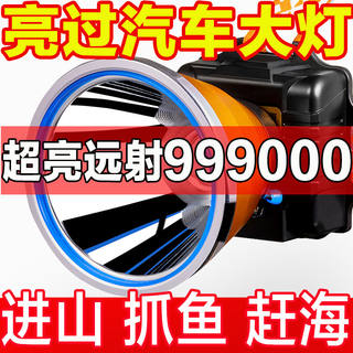 LED头灯强光远射防水超亮头戴式夜钓灯可充电感应超长续航手电筒