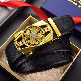 带 皮带无牙自动扣腰带年轻人商务潮流裤 网红同款 时来运转男士