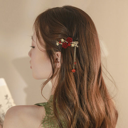 邦伯冠中国风梅花流苏侧边夹发夹