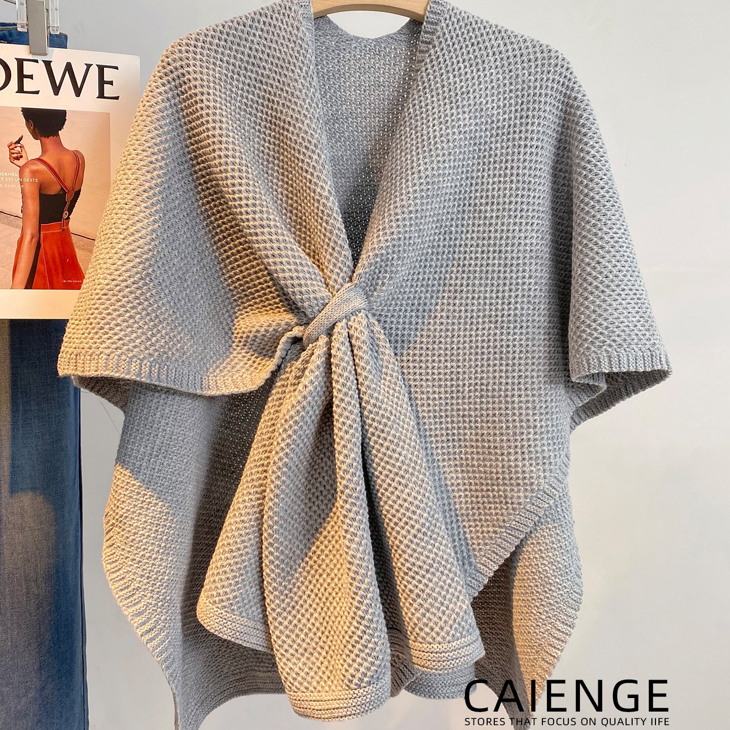 秋冬款气质百搭慵懒风披肩斗篷女秋冬加大加厚保暖外搭披风围巾