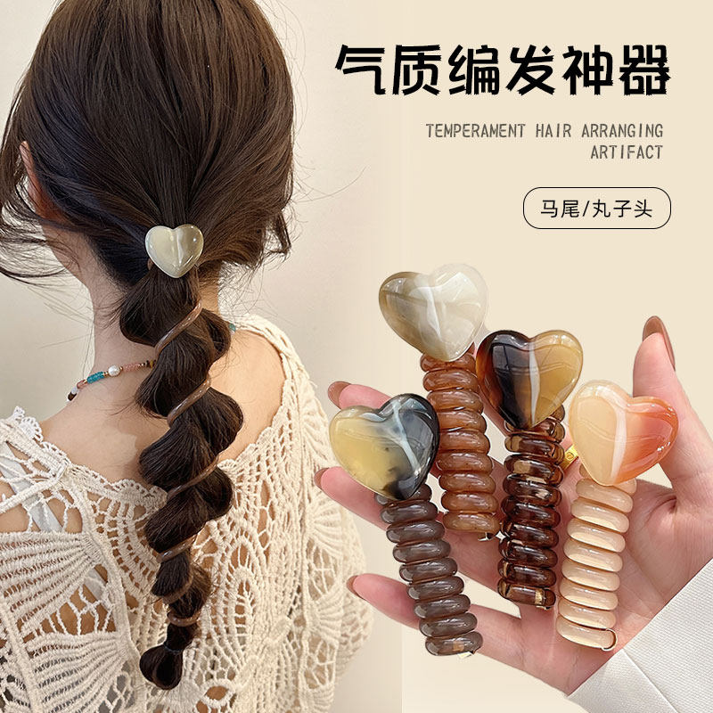 爱心日系直条电话线发圈皮筋泡泡