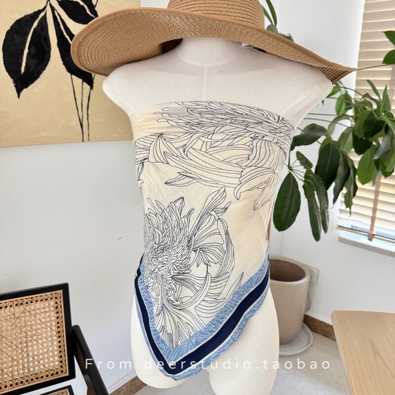 巨显瘦海边度假风防晒抹胸丝巾