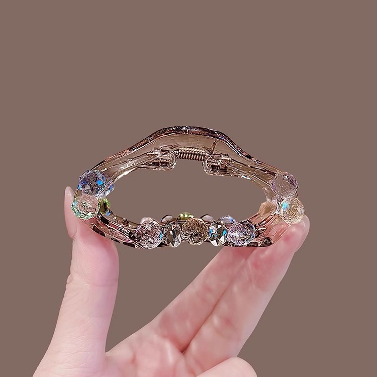 超闪云朵爱心水钻抓夹中号透明