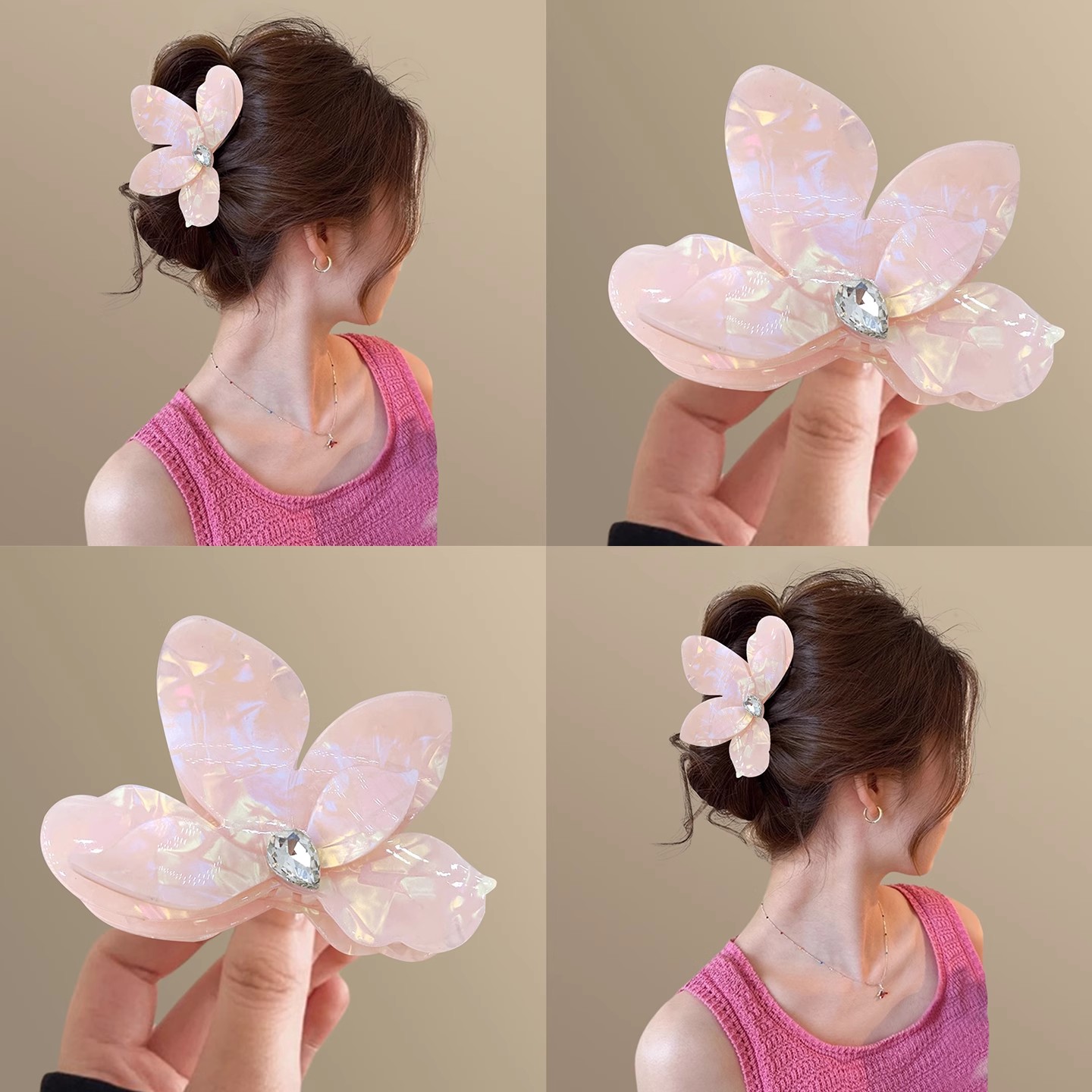 花間一夢！粉色人魚姬花朵抓夾！