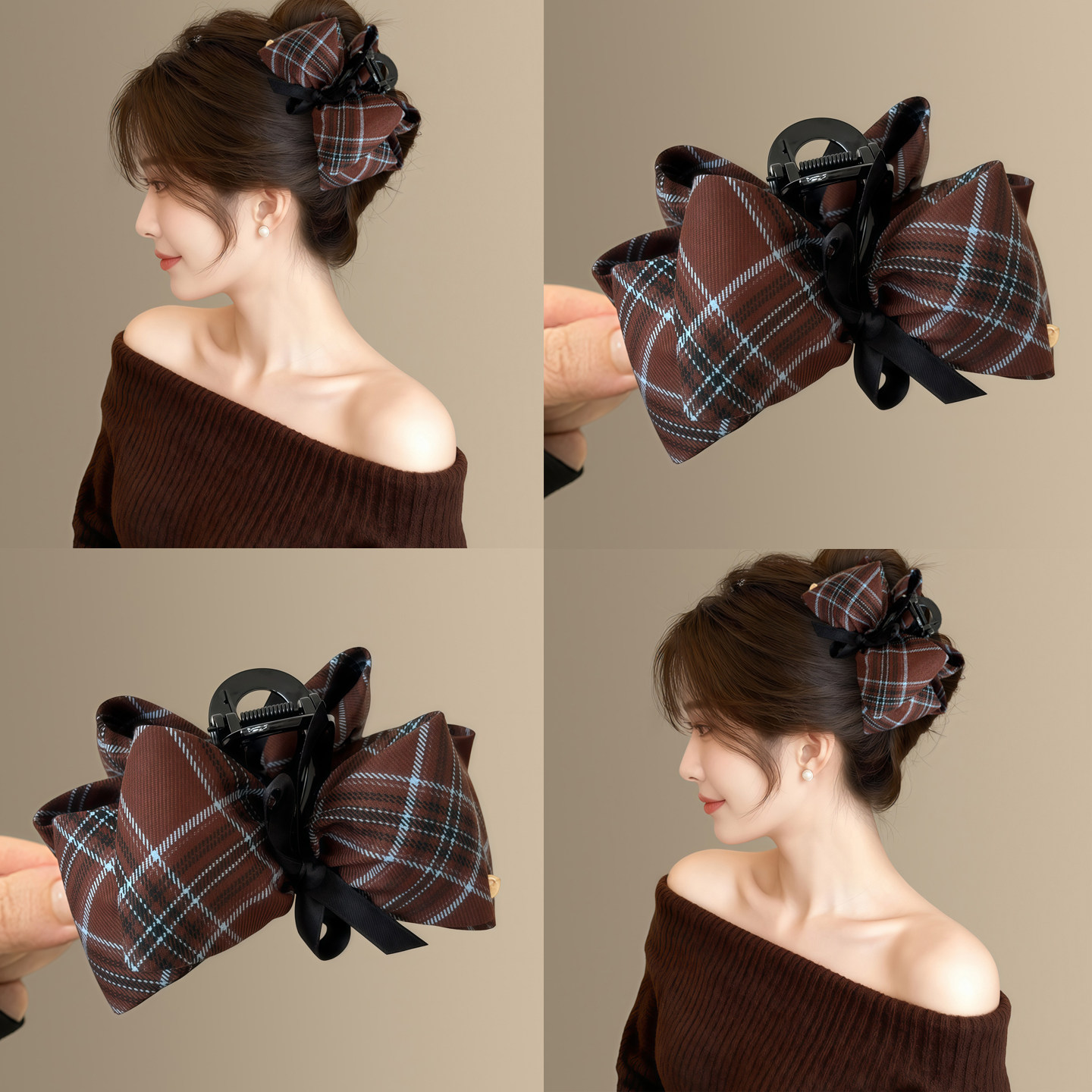 格雷系列~复古高端英伦风蝴蝶结抓夹女2025新款高级感发饰头巾遮,运动包/户外包/配件,头巾/遮耳,淘宝优惠券,粉丝福利购,淘宝优惠卷