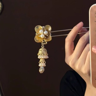 「琼花摇铃」新款新中式花朵流苏发簪女！民族风古风簪子旗袍发饰