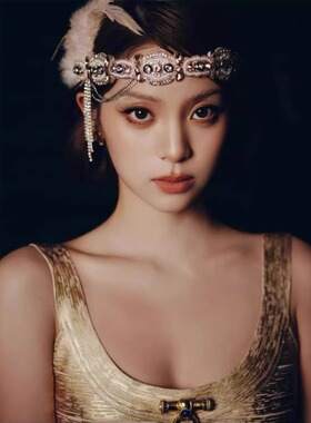 “了不起的盖茨比”欧阳娜娜同款羽毛发带生日舞会礼服民族风发饰