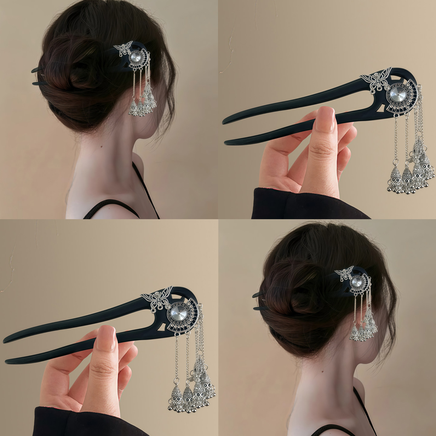 蝶舞银铃！苗族铃铛蝴蝶流苏发簪女！民族风木簪古风发钗盘发拎环,服饰配件/皮带/帽子/围巾,拎环,淘宝优惠券,粉丝福利购,淘宝优惠卷