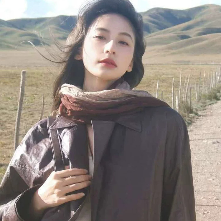 奔赴山野！做旧晕染亚麻围巾韩系