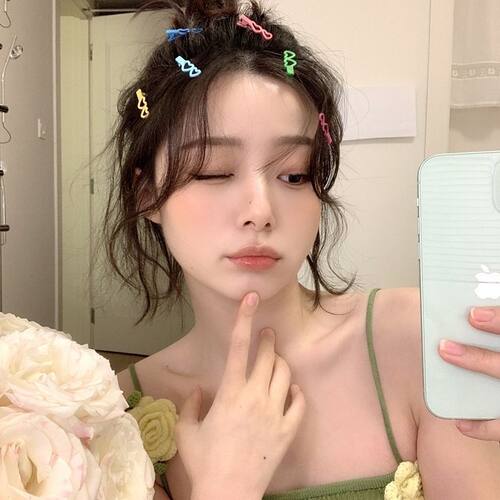 爱心小甜甜彩色发夹六件套侧边少女边夹夹子