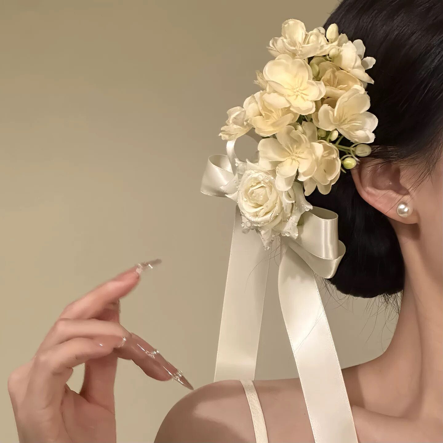 2026新款甜美黄色花朵发夹女