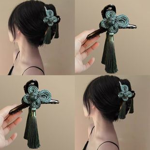 ［如梦令］新中式流苏头发抓夹女国风复古鲨鱼夹汉服古风头巾遮耳