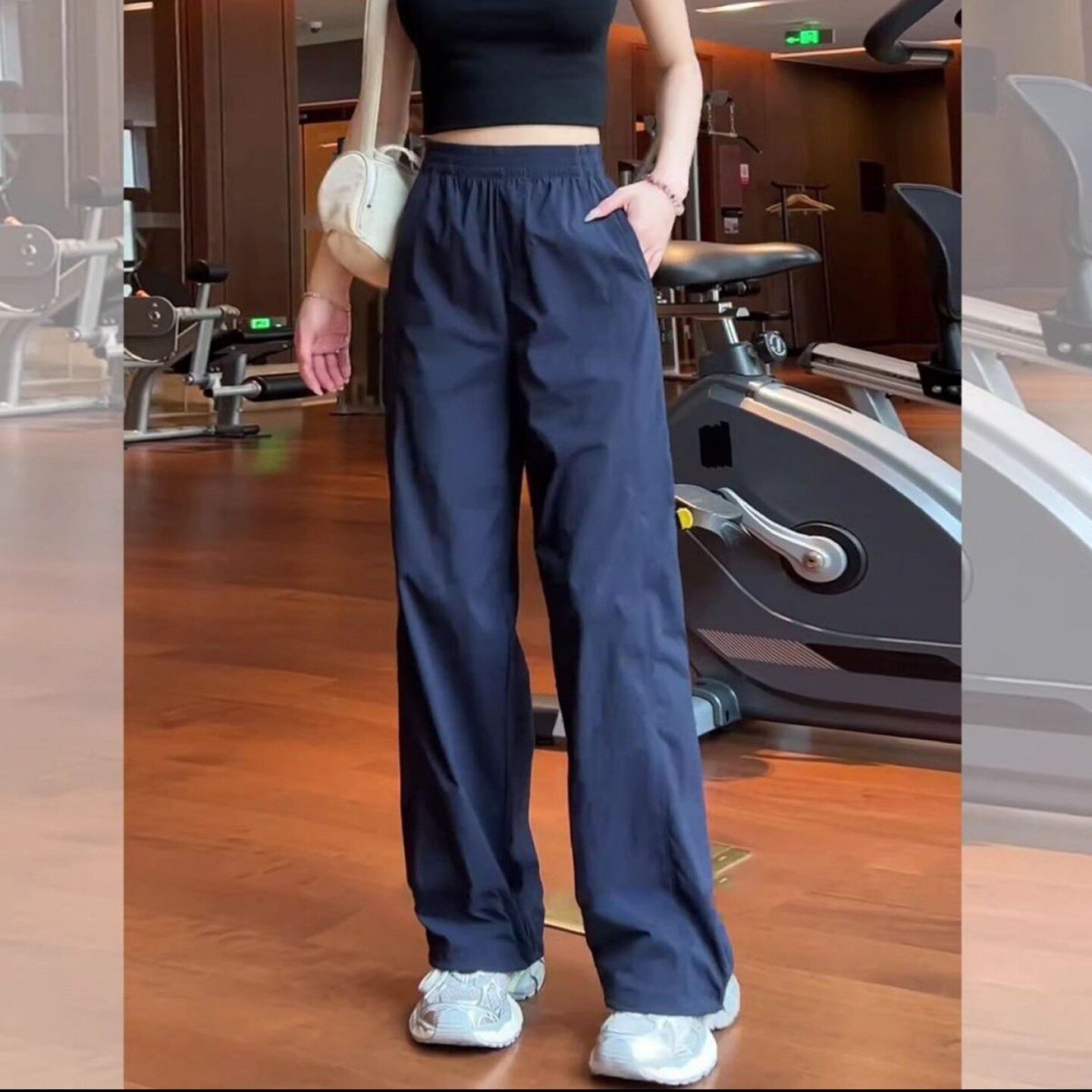 贝格象女裤美式速干阔腿裤夏季女士薄款冰丝休闲裤显瘦运动裤子a1