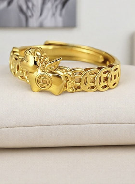 2026新款复古有钱钱币戒指富纳锐男女款高级感小众开口可调节a71