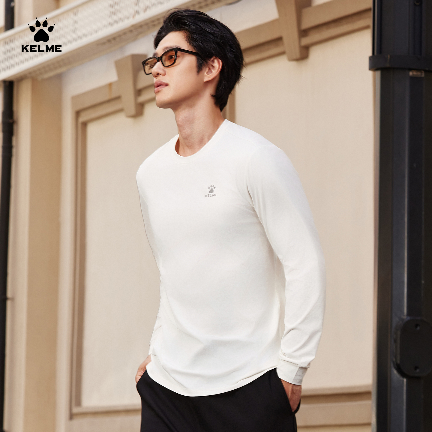 KELME/卡尔美运动长袖T恤男款春秋季圆领跑步健身训练服打底上衣