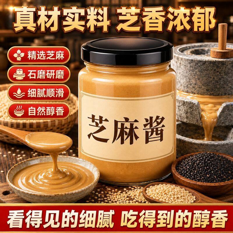【日期新鲜】纯芝麻酱好原料家用火锅蘸料麻辣烫热干面火锅拌面