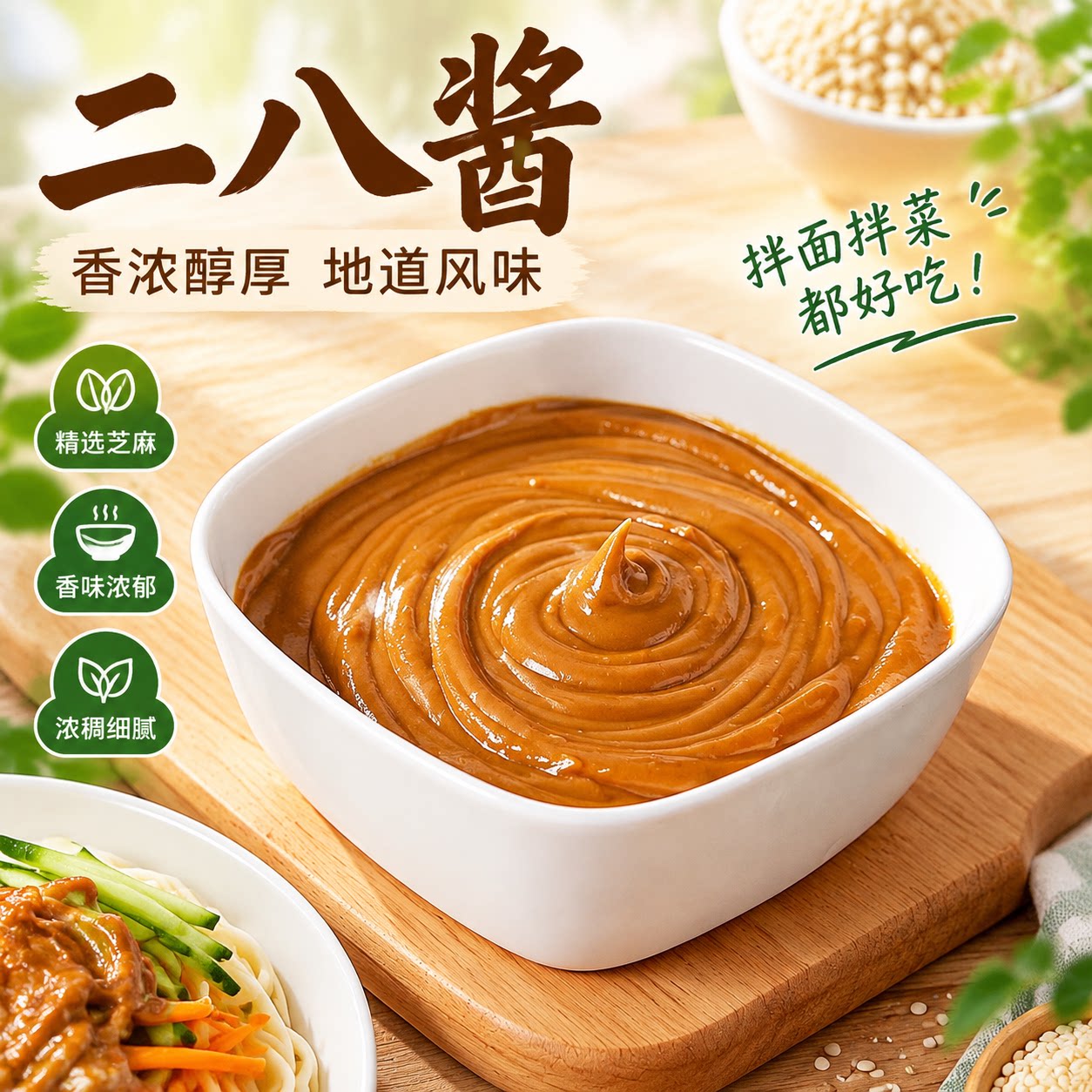 二八酱老北京火锅蘸料麻酱调料芝麻花生拌面酱家用瓶装