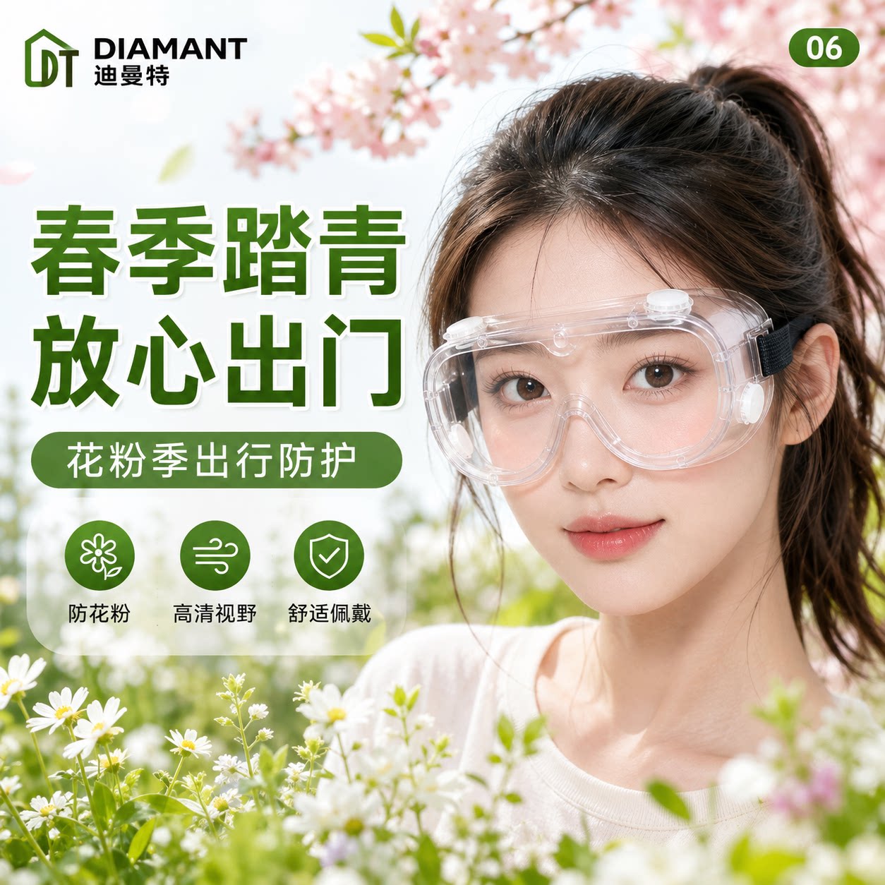 花粉季护目镜防花粉防雾防尘透明图片