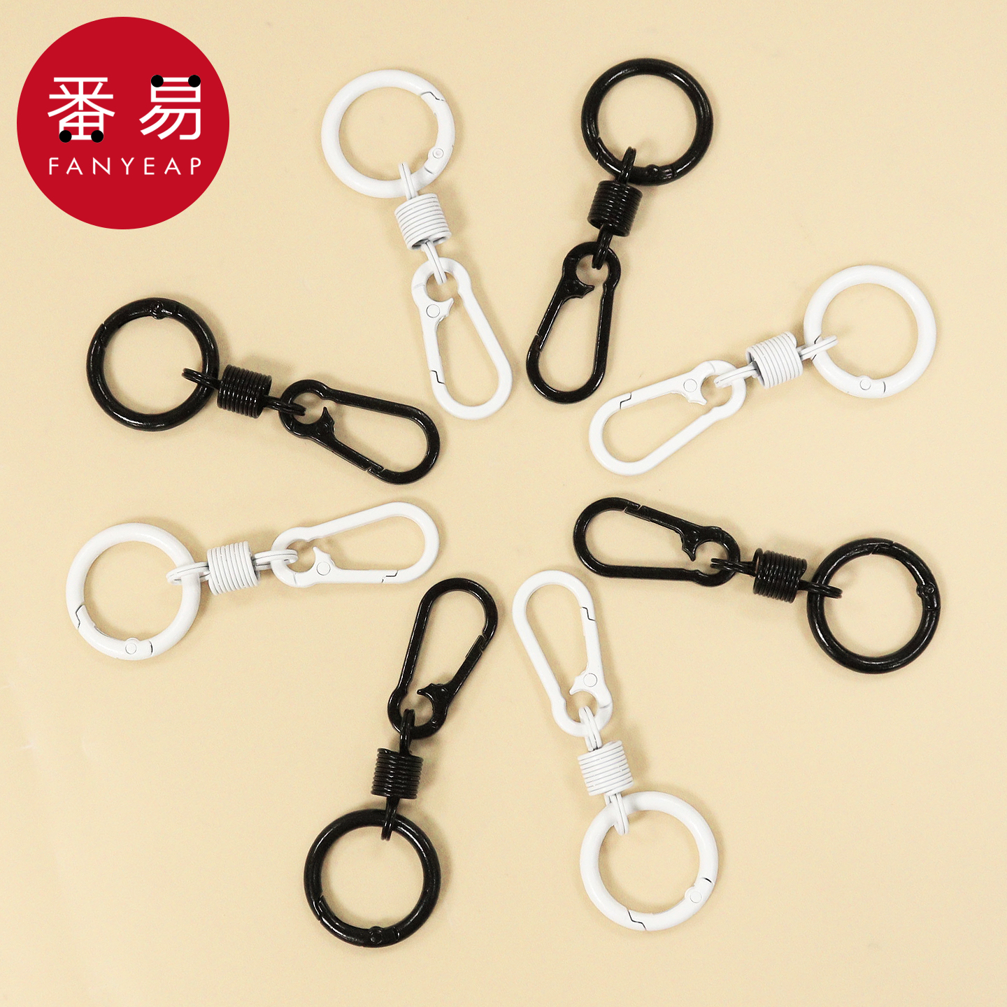 T钥匙扣D1p401-弹簧双圈钥匙扣环圈扣圈多功能锁匙圈挂包件扣