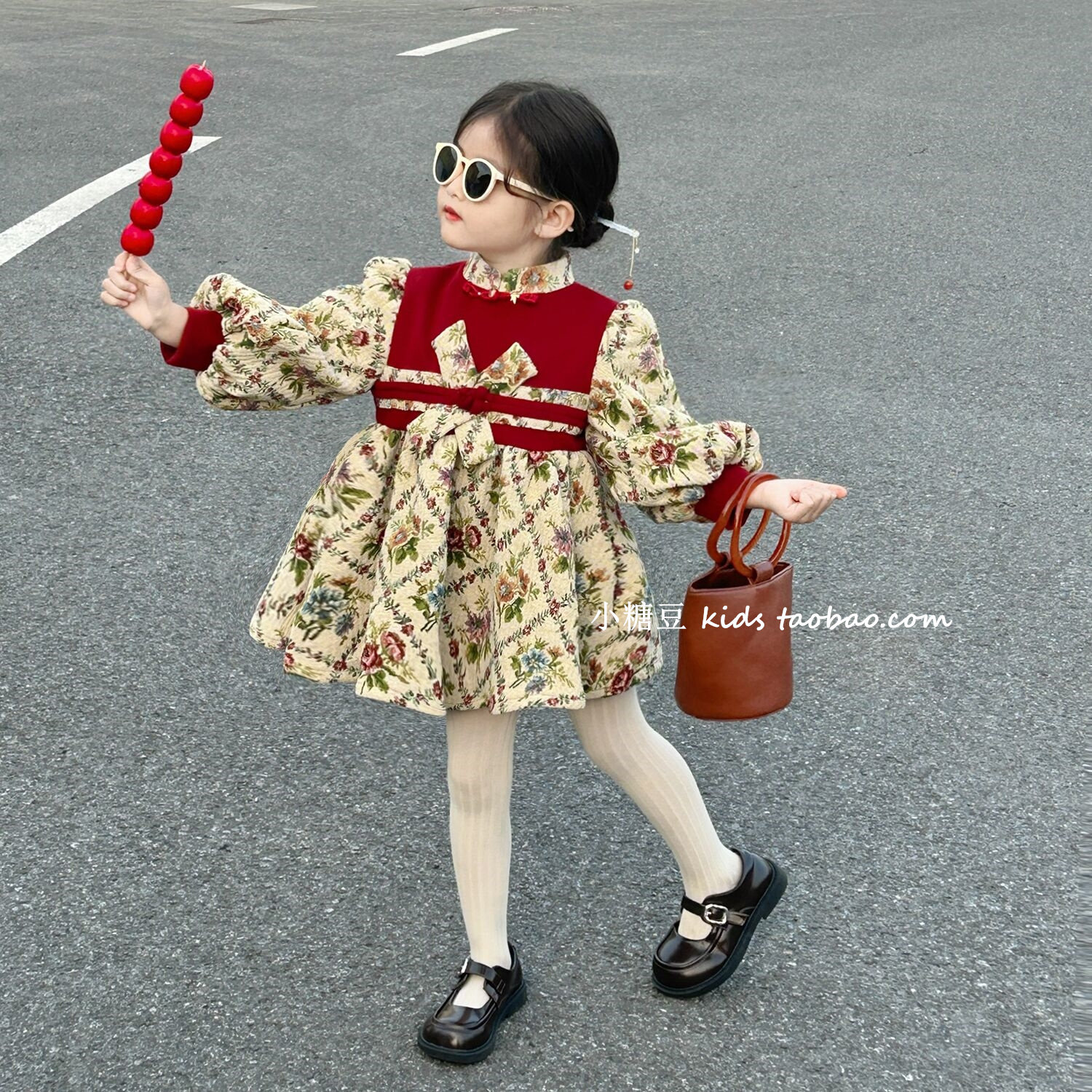 女童加厚夹棉提花连衣裙