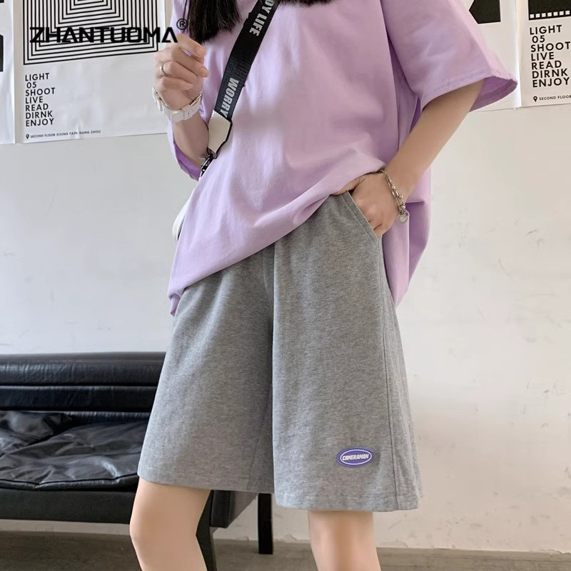 阔腿运动五分裤女2025夏季新款大码胖mm薄款百搭休闲宽松跑步短裤