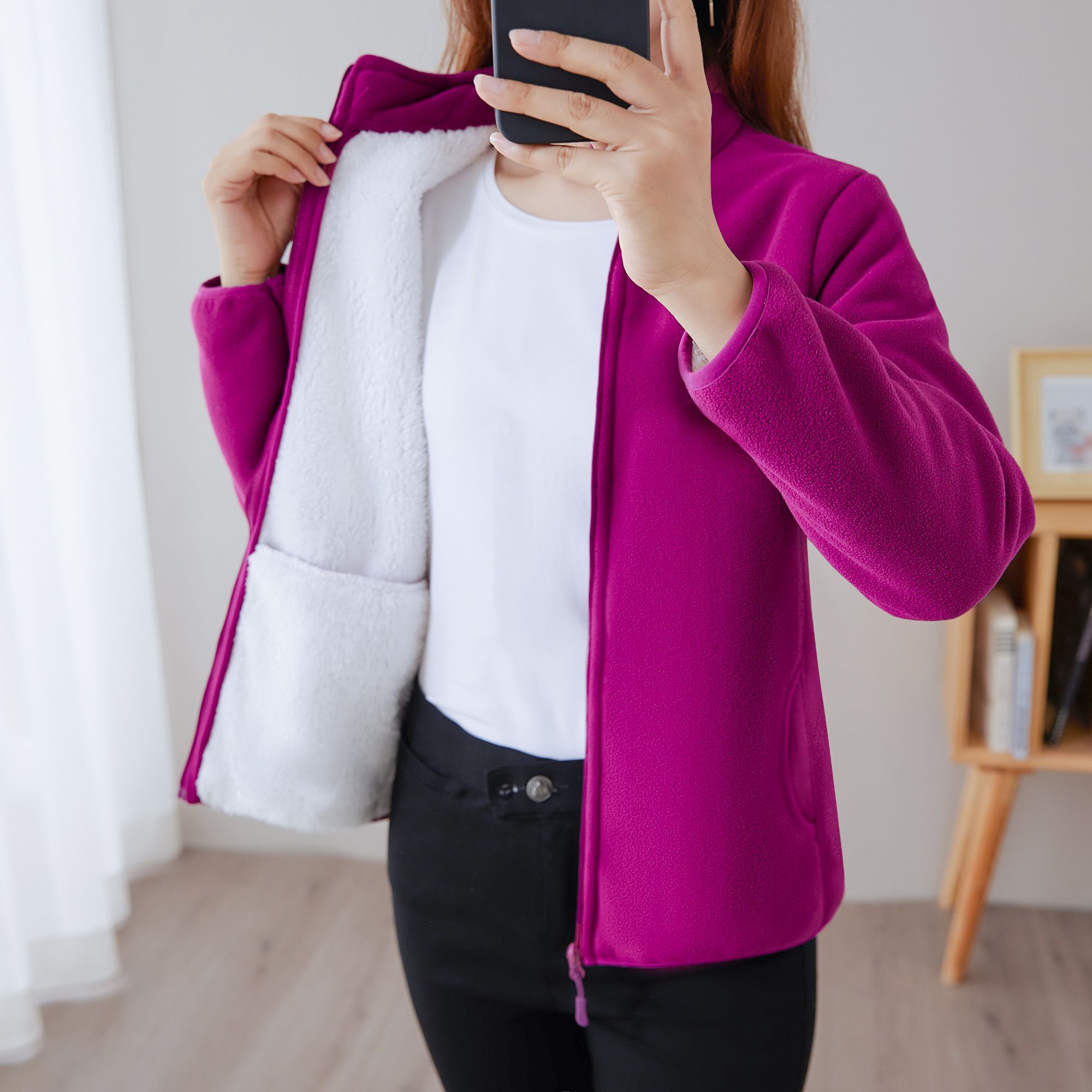 秋冬摇粒绒外套女加厚保暖抓