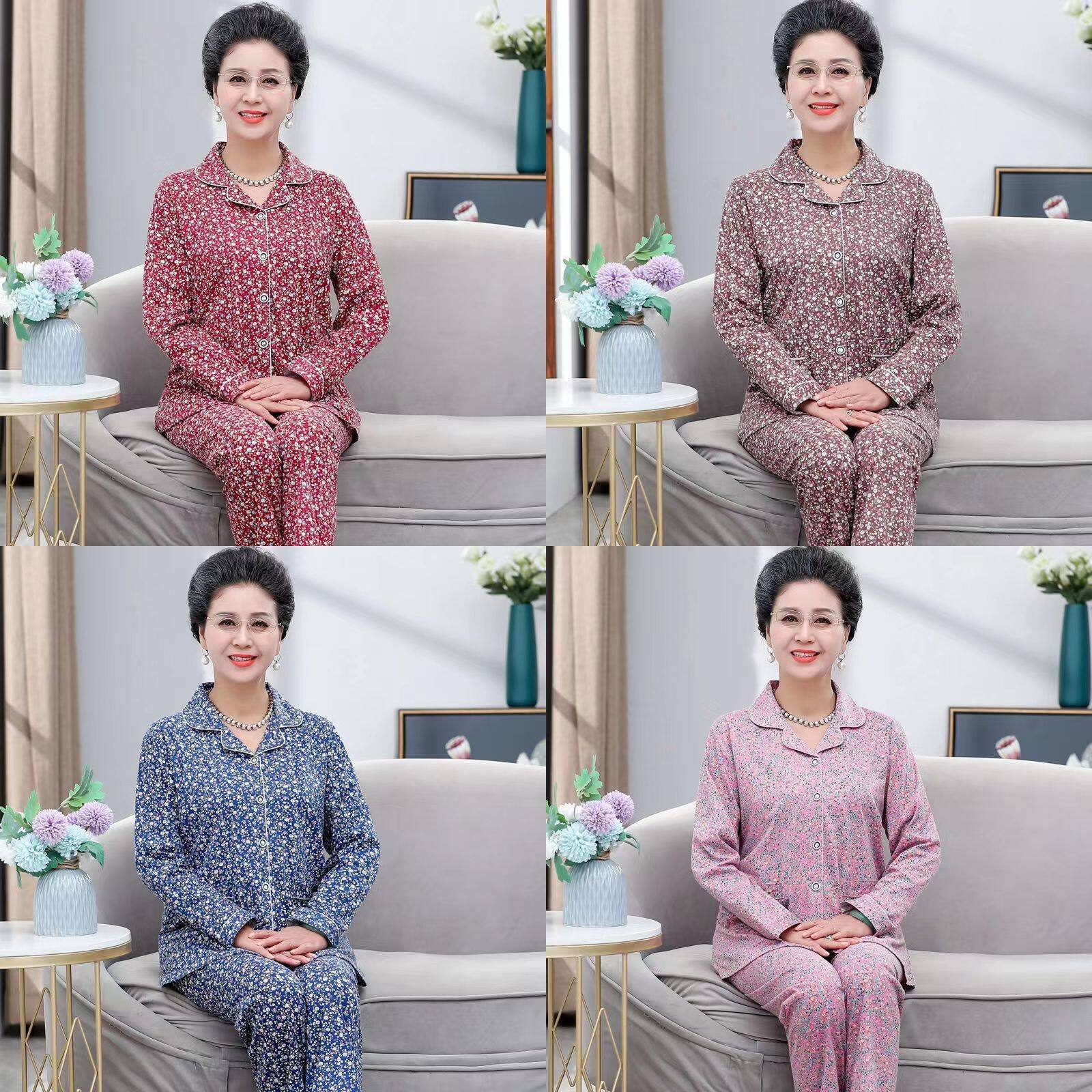 老年人妈妈装春秋款长袖
