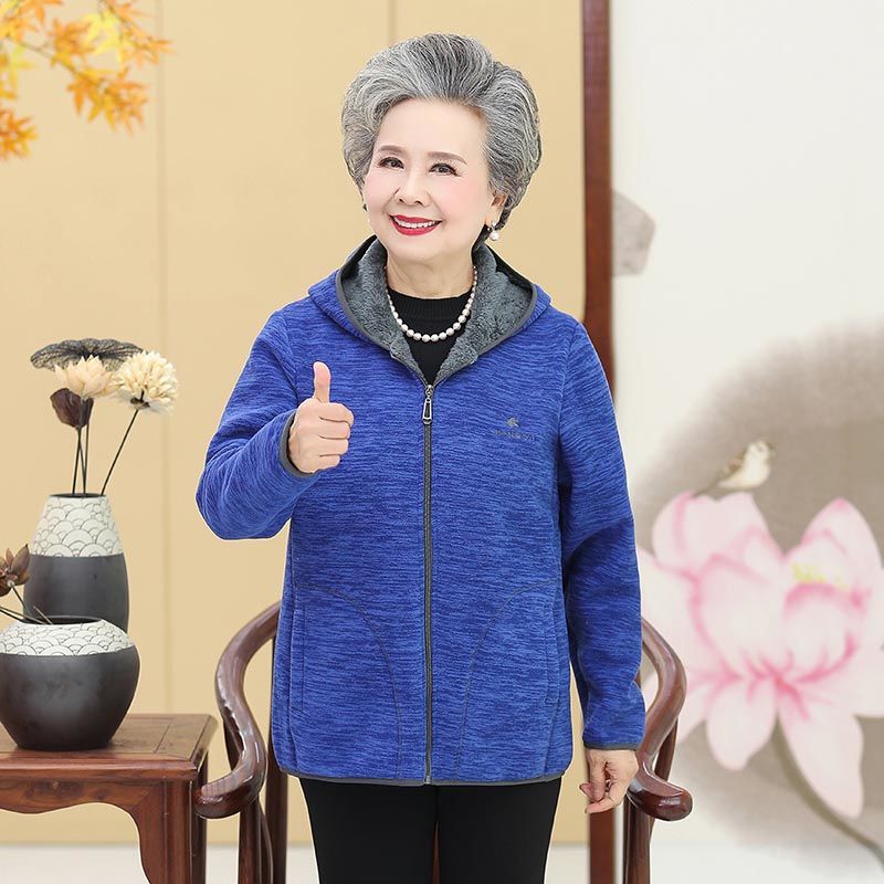 秋冬新款妈妈装摇粒绒外