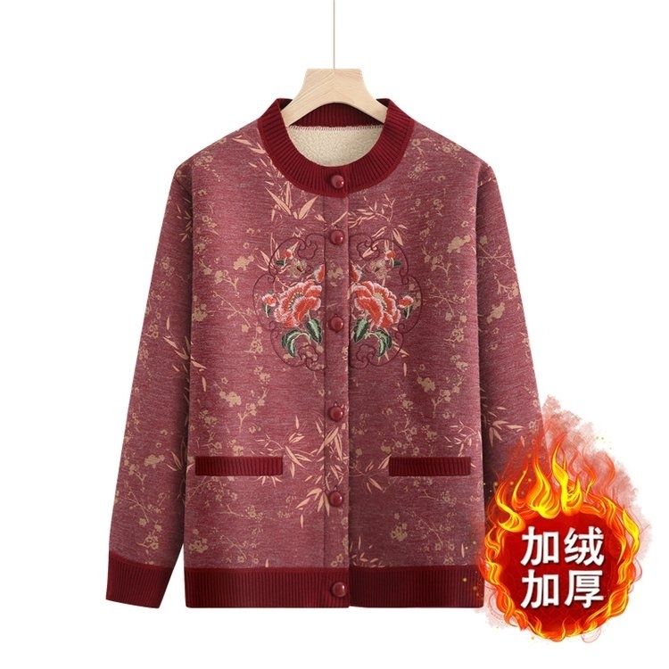 精品绣花加绒加厚妈妈奶