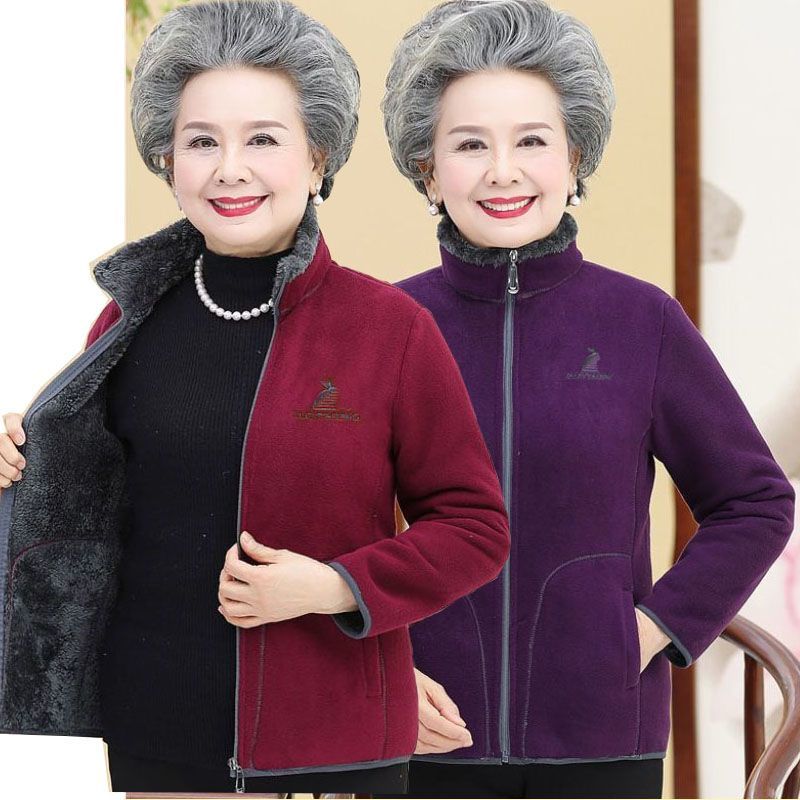 中老年奥绒卫衣奶奶冬季女装