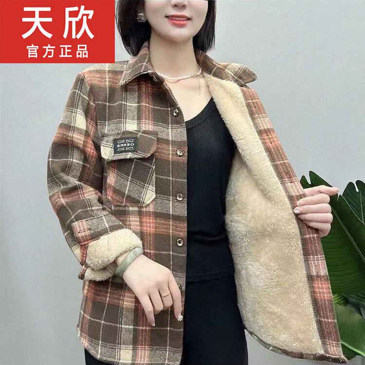 秋冬加绒加厚衬衫女保暖