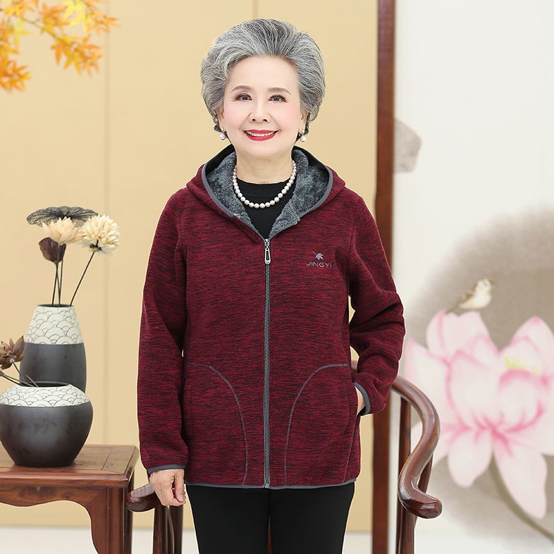妈妈装摇粒绒外套女中老